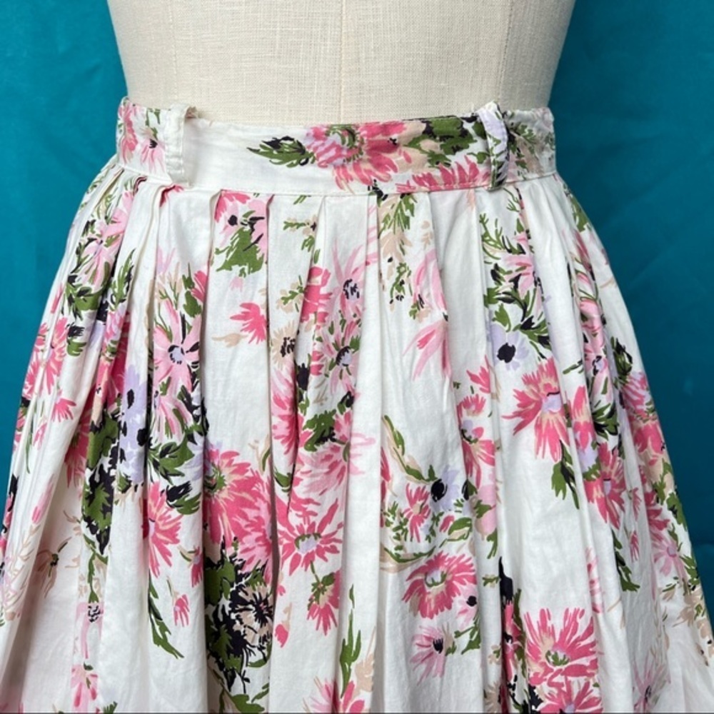 Y2K Roxy Floral Midi Skirt Pink White Cottagecore Boho Size 00 - Picture 2 of 6